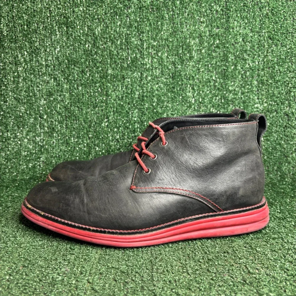 Donald J Pliner EYES E6 Leather Red Sole Chukka Desert Boots Black Mens Size 9 M